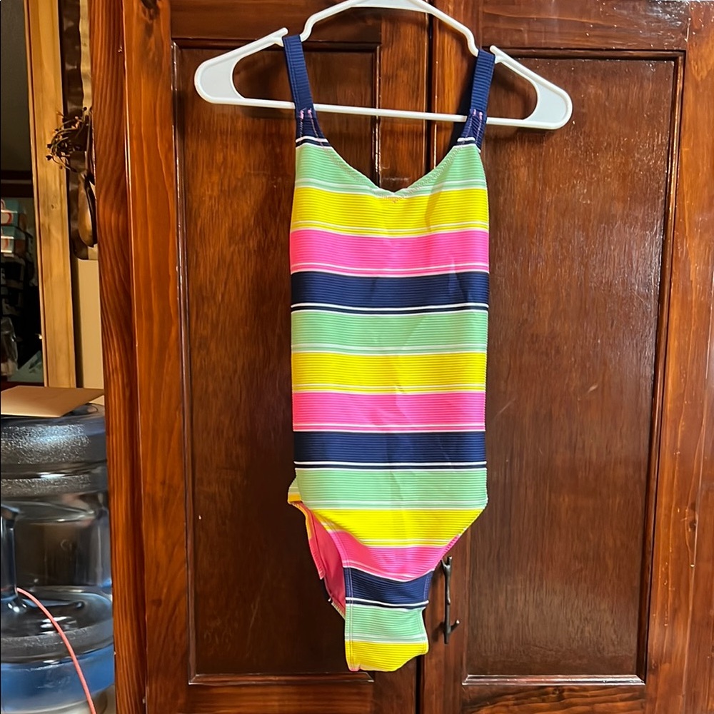 Girls blue print stripe one piece swimsuit, thereabouts brand